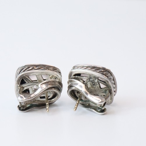 David Yurman Albion Earrings 925 Sterling Silver Rose Quartz Diamonds Pave $1295 - Picture 16 of 17