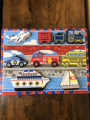 Melissa And Doug Wooden Chunky Transportation/Vehicles Puzzle