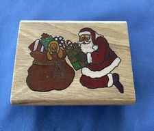 New Self-Inking Canadian Maple Collections Santa With Toy Bag Rubber Stamp