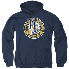 Marian University Adult Pullover Hoodie Distressed Primary, Navy, S-3XL