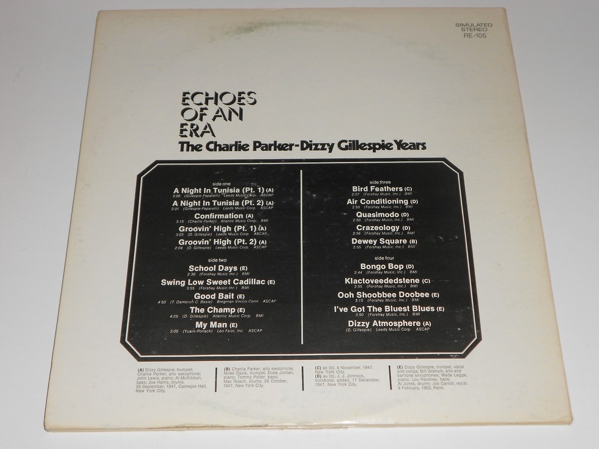 CHARLIE PARKER DIZZY GILLESPIE VG++ Echoes of an Era 2 LPS Bird RE