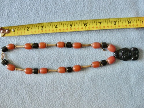 Grobe orange Stein Maya Anhänger Stil Perlen Halskette; Quarz?; Nuggets; 9 1/2" - Bild 11 von 16
