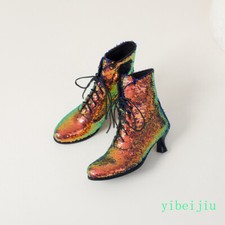 Women's Kitten Heel Glitter Sequins Ankle Short Boots Lace Up Shoes Performance