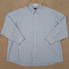 Arrow Shirt Mens 18.5 Blue Plaid Long Sleeve Button Up Classic Fit