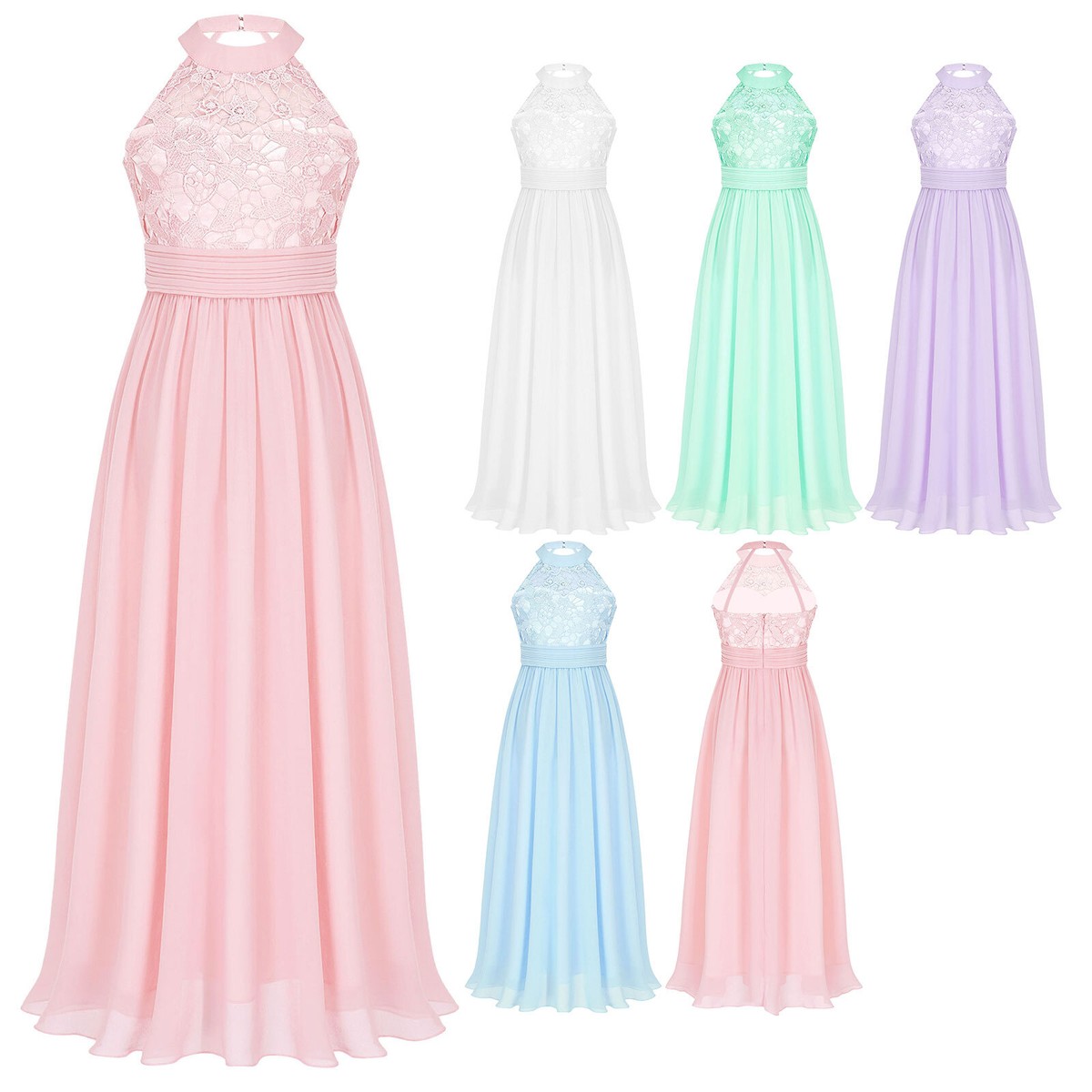 Girls Embroidered Lace Flower Dress - High-Low Tulle Princess Gown For Weddings & Parties