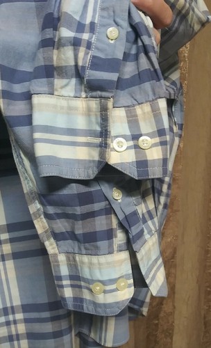 Tommy Hilfiger Island Madras Blue Plaid Long Sleeve Button Down Shirt Mens Large - Picture 5 of 10