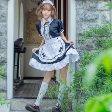 Women Cute French Maid Fancy Dress Waitress Costume Outfit Loose Uniform Chic
