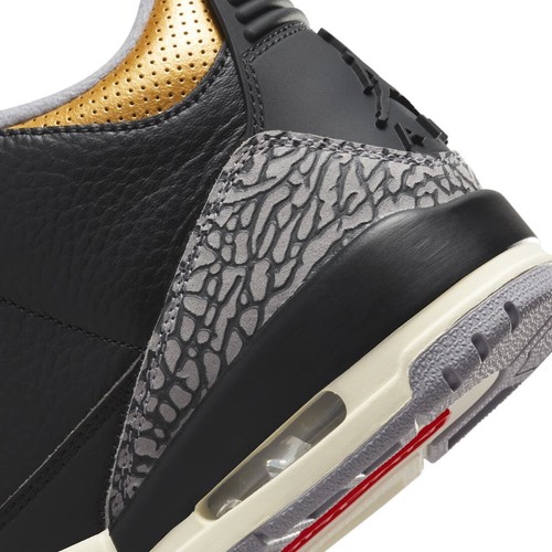 NIKE AIR JORDAN 3 RETRO BLACK CEMENT GOLD SHOES WOMEN SIZE US7-9 EUR38-41 III - Picture 7 of 8