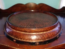 Old World Yankee Candle Large Pedestal Display Stand Hammered Bronze Finish 7"