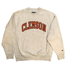 Vtg Clemson Tigers Champion Reverse Weave Sweatshirt Crew Neck Sewn Pullover M