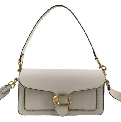 COACH Tabby 26 Schultertasche Crossbody Weiß Messing Leder NEUWERTIG