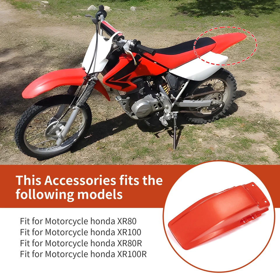 Guardabarros trasero rojo para Honda XR80 XR100 XR80R XR100R 1985 1986 1987 1988 1989-2000 Foto 2 de 4