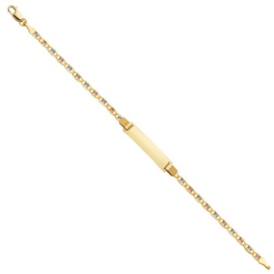 Gold 14K Tri Color Gold Valentino Diamantschliff Baby ID Armband - 6''
