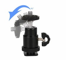 2PCS Camera Tripod Hot Shoe 1/4" Metal Mini Ball Head Flash Bracket Holder Screw