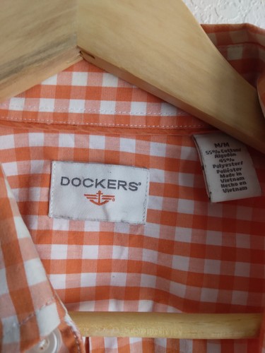 Dockers Dress Button Down Orange and White Plaid Long Sleeve Shirt - 第 2/4 張圖片