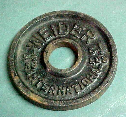 Poids Olympique Vintage Weider International - 5.5 Lb (2.5 Kg) - Fonte Noire - Trou De 2"