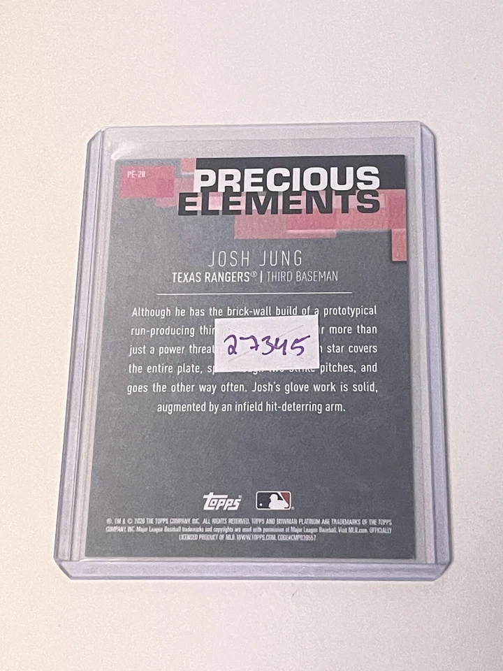 2020 Bowman Platinum Precious Elements #PE-28 Josh Jung /25  **027345 - Image 2 of 2