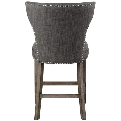 Uttermost Arnaud 25" Wood and Fabric Upholstered Counter Stool in Brass and Gray - Picture 5 of 10