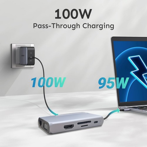 MaanBey Hub Docking Station 9 in 1 USB C Multiport Adapter with 4K HDMI USB 3.0 - Picture 7 of 9