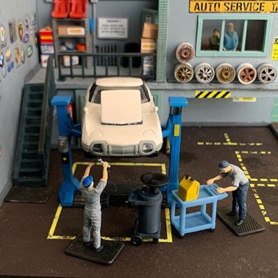 ☆ 1/64 Garage Item A Scale 1:60 - 1:64 Brick garage Parts and service diorama kit
