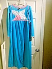 NATORI Night Gown Blue  Pink Floral Maxi Embroidered Small - Vintage