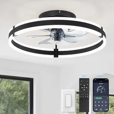 Ceiling Fans with Lights and Remote, 19.7'' Low Profile Ceiling Fans, 3000-60...