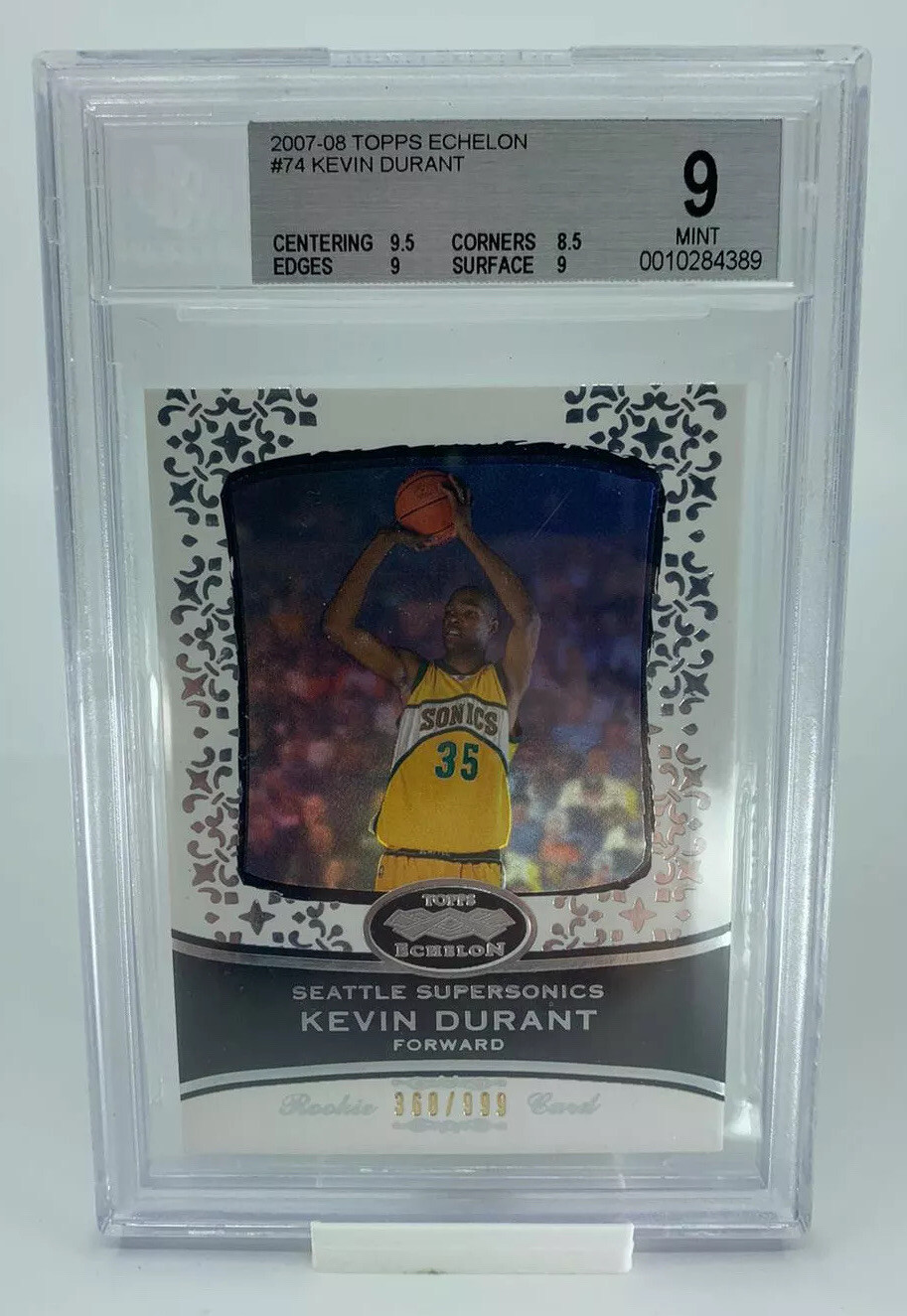 2007-08 TOPPS ECHELON #74 KEVIN DURANT RC ROOKIE CARD /999 BGS 9 MINT! LOW POP!