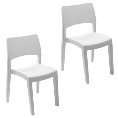 Modern White Plastic Garden Chairs Weatherproof Outdoor Patio