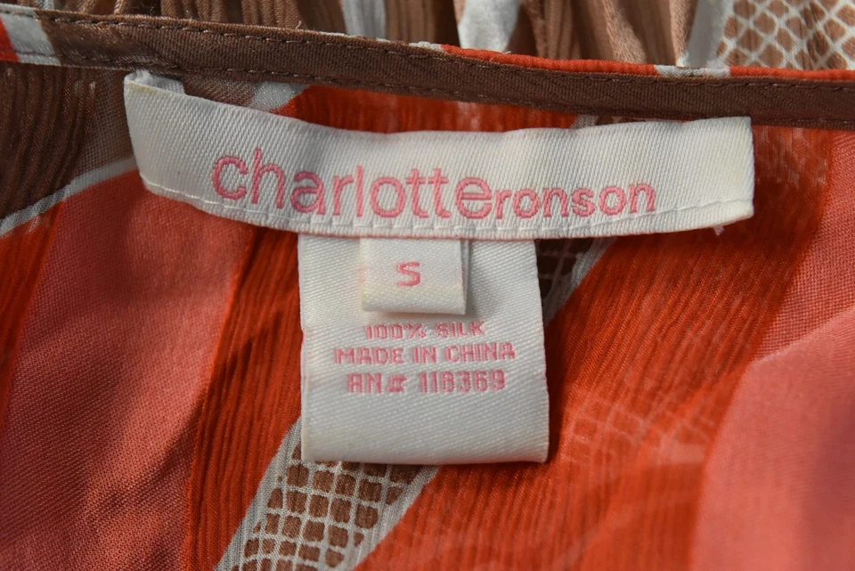 Charlotte Ronson Womens Dress Size S Clay Brown Printed Sheath Knee Length Silk - Image 4 of 4