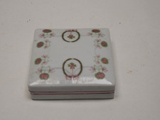 VINTAGE BERNARD BLOCK QUADRATISCHE KERAMIKDOSE UM 1900 MADE IN CZECHOSLOVAKIA