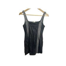 Moa Moa Women's Small Blue Denim Striped Mini Dress Sleeveless Stretch