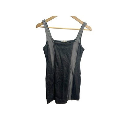 Moa Moa Women's Small Blue Denim Striped Mini Dress Sleeveless Stretch