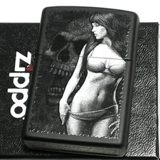 Zippo Oil Lighter Sexy Lady Regular Case Matte Black Brass Japan