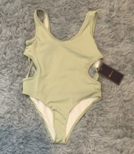 Milumia Girl's Ribbed Knit One Piece Swimsuit Cut Out Scoop Neck Bathing Suit 8Y