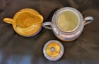 Peach Lusterware Teal / White - Cherry Blossom Sugar and Creamer Set — photo 8