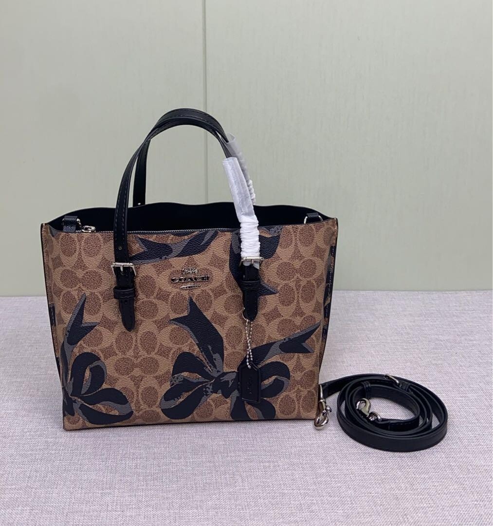 COACH バッグ COACH Mollie Tote Bag 25 In Signature Canvas With Bow Print CZ767