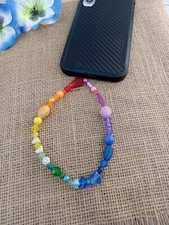 Phone Lanyard Charm Cute Rainbow Bead Accessory Charm Phone, Ear Pods, Tablet