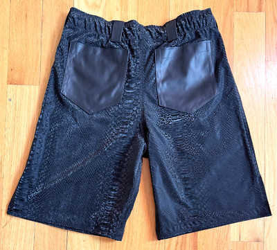 Men's Pro Wrestling Baggy Spandex Shorts Black Snake Skin w/ Pockets Sz L 38-40