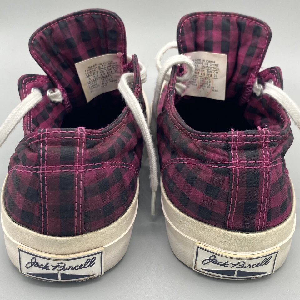 Zapatillas bajas Converse Jack Purcell para mujer 6,5 negras rojas a cuadros de lona Foto 4 de 4