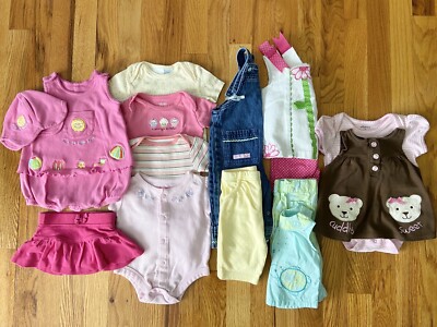 (15 Piece) Baby Girls Clothing Lot Size 0-3 Months Outfits Bodysuits Rompers