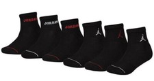 JORDAN 23 LOGO YOUTH KID'S CUSHIONED ANKLES COMFORT SOCKS 6-PK BLACK FREE SHIPPI