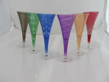 Mikasa Cheers Mix Cordial Liqueur 2 Oz Glass Set 6 Multi Color Green Red Blue