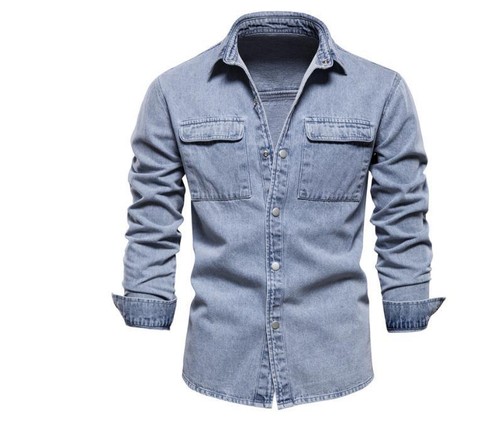Abrigo Denim Para Hombre Primavera Otoño Solapa Informal Manga Larga Chaqueta de un solo pecho  - Imagen 4 de 10