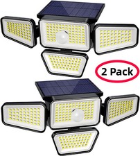 Solar Security Lights 4 Head 10000LM Motion Sensor Lights Adjustable Flood Light