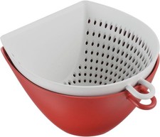 Akebono Sangyo Colander and Bowl Set, Red, Made in Japan. Quickly scoop up