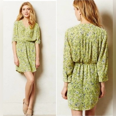 MAEVE for ANTHRO Yellow and blue GALEN floral mini dress size S