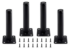 Seimneire 4pcs Adjustable Furniture Legs, 5 Inch / 127mm Black Metal Support