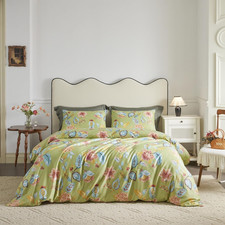 Pink Floral Duvet Cover Queen 100 Egyptian Cotton 3 Pieces Set  Include 1 Gree