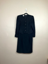 VTG David Warren Womens Lace Long Sleeve Dress 8 Black Goth Modest Witch Party