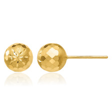 14K Solid Yellow Gold 8mm Ball Stud Earrings